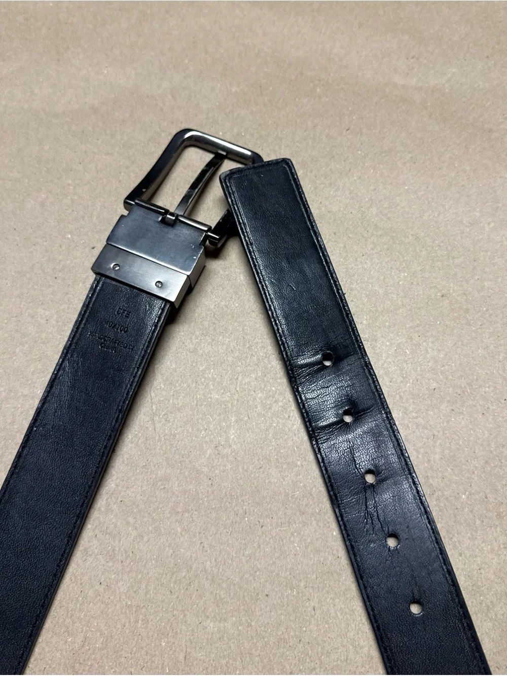 Kenneth Cole Reaction Men's Dark Brown Leather Belt with Silver Buckle